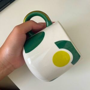2 white & green cups